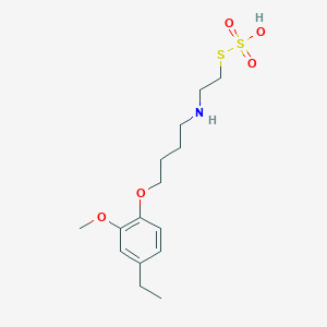 molecular formula C15H25NO5S2 B14706229 Thiosulfuric acid, S-(2-((4-(ethyl-2-methoxyphenoxy)butyl)amino)ethyl) ester CAS No. 21220-76-8