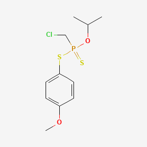 molecular formula C11H16ClO2PS2 B14706234 Phosphonodithioic acid, chloromethyl-, O-isopropyl S-(p-methoxyphenyl) ester CAS No. 23485-79-2