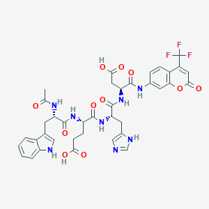 molecular formula C38H37F3N8O11 B147063 (4S)-4-[[(2S)-2-acetamido-3-(1H-indol-3-yl)propanoyl]amino]-5-[[(2S)-1-[[(2S)-3-carboxy-1-oxo-1-[[2-oxo-4-(trifluoromethyl)chromen-7-yl]amino]propan-2-yl]amino]-3-(1H-imidazol-5-yl)-1-oxopropan-2-yl]amino]-5-oxopentanoic acid CAS No. 210344-99-3