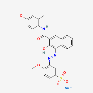 molecular formula C26H22N3NaO7S B14706366 Sodium 3-((2-hydroxy-3-((4-methoxy-o-tolyl)carbamoyl)-1-naphthyl)azo)-4-methoxybenzenesulphonate CAS No. 25047-71-6
