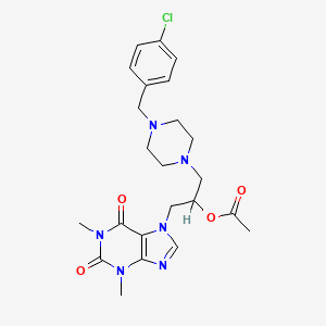 molecular formula C23H29ClN6O4 B14706469 Theophylline, 7-(2-acetoxy-3-(4-(p-chlorobenzyl)-1-piperazinyl)propyl)- CAS No. 20630-44-8