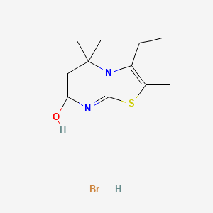 molecular formula C12H21BrN2OS B14706529 6,7-Dihydro-3-ethyl-2,5,5,7-tetramethyl-5H-thiazolo(3,2-a)pyrimidin-7-ol hydrobromide CAS No. 21457-29-4