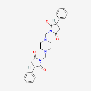 molecular formula C26H28N4O4 B14706668 N,N'-(1,4-Piperazinediyldimethylene)bis(2-phenylsuccinimide) CAS No. 15155-38-1