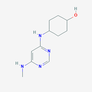 molecular formula C11H18N4O B1470732 4-((6-(Methylamino)pyrimidin-4-yl)amino)cyclohexan-1-ol CAS No. 1541613-31-3