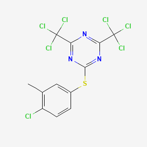 molecular formula C12H6Cl7N3S B14707406 s-Triazine, 2-[(4-chloro-m-tolyl)thio]-4,6-bis(trichloromethyl)- 