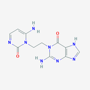 molecular formula C11H12N8O2 B147076 2-Amino-1-(2-(3,6-dihydro-6-imino-2-oxo-1(2H)-pyrimidinyl)ethyl)-1,7-dihydro-6H-purin-6-one CAS No. 126175-83-5