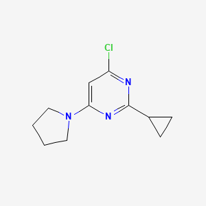 molecular formula C11H14ClN3 B1470774 4-Chloro-2-cyclopropyl-6-(pyrrolidin-1-yl)pyrimidine CAS No. 1412958-09-8