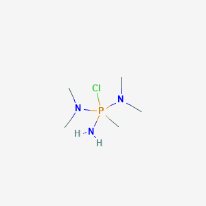 molecular formula C5H17ClN3P B14707788 N-(Amino-chloro-dimethylamino-methyl-phosphoranyl)-N-methyl-methanamine CAS No. 17663-91-1