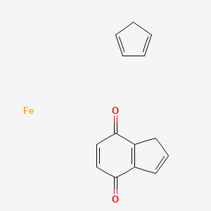molecular formula C14H12FeO2 B14707833 cyclopenta-1,3-diene;1H-indene-4,7-dione;iron CAS No. 12131-05-4