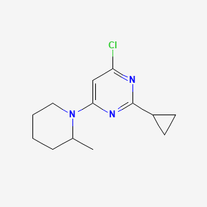 molecular formula C13H18ClN3 B1470795 4-Chloro-2-cyclopropyl-6-(2-methylpiperidin-1-yl)pyrimidine CAS No. 1412954-66-5