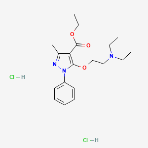 molecular formula C19H29Cl2N3O3 B14707983 Pyrazole-4-carboxylic acid, 5-(2-(diethylamino)ethoxy)-3-methyl-1-phenyl-, ethyl ester, dihydrochloride CAS No. 19477-42-0