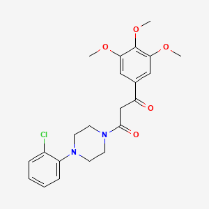 molecular formula C22H25ClN2O5 B14708018 Piperazine, 1-(o-chlorophenyl)-4-((3,4,5-trimethoxybenzoyl)acetyl)-, hydrate CAS No. 23776-28-5