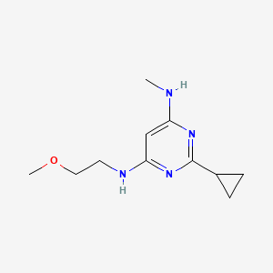molecular formula C11H18N4O B1470807 2-cyclopropyl-N4-(2-methoxyethyl)-N6-methylpyrimidine-4,6-diamine CAS No. 1506405-27-1