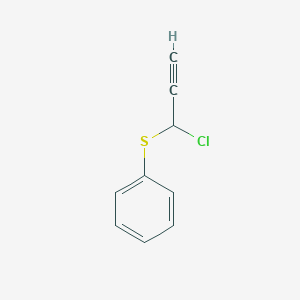 molecular formula C9H7ClS B14708103 Benzene, [(1-chloro-2-propynyl)thio]- CAS No. 13865-10-6