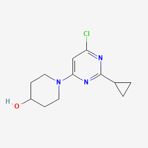 molecular formula C12H16ClN3O B1470815 1-(6-Chloro-2-cyclopropylpyrimidin-4-yl)piperidin-4-ol CAS No. 1510515-28-2