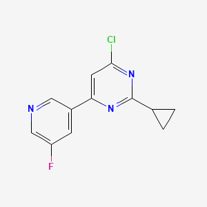 molecular formula C12H9ClFN3 B1470822 4-Chloro-2-cyclopropyl-6-(5-fluoropyridin-3-yl)pyrimidine CAS No. 1537168-19-6