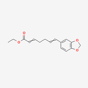 molecular formula C16H18O4 B14708246 Ethyl 7-(2H-1,3-benzodioxol-5-yl)hepta-2,6-dienoate CAS No. 23623-22-5