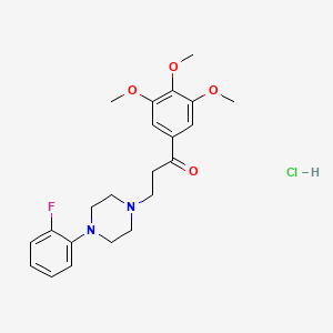 molecular formula C22H28ClFN2O4 B14708306 Propiophenone, 3-(4-(o-fluorophenyl)-1-piperazinyl)-3',4',5'-trimethoxy-, monohydrochloride CAS No. 22662-34-6