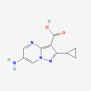 molecular formula C10H10N4O2 B1470831 6-Amino-2-cyclopropylpyrazolo[1,5-a]pyrimidine-3-carboxylic acid CAS No. 1785026-50-7