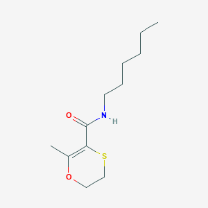 molecular formula C12H21NO2S B14708389 N-Hexyl-2-methyl-5,6-dihydro-1,4-oxathiine-3-carboxamide CAS No. 13582-57-5