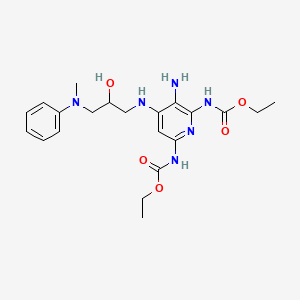 molecular formula C21H30N6O5 B14708395 ethyl N-[3-amino-6-(ethoxycarbonylamino)-4-[[2-hydroxy-3-(N-methylanilino)propyl]amino]pyridin-2-yl]carbamate CAS No. 15223-96-8