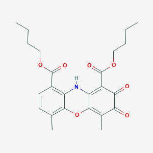 molecular formula C24H27NO7 B14708596 Dibutyl 4,6-dimethyl-2,3-dioxo-2,10-dihydro-3h-phenoxazine-1,9-dicarboxylate CAS No. 14208-79-8