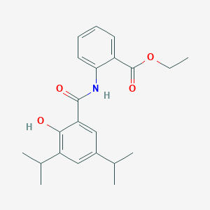 molecular formula C22H27NO4 B14708667 Ethyl 2-((2-hydroxy-3,5-bis(1-methylethyl)benzoyl)amino)benzoate CAS No. 21958-34-9