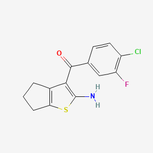 molecular formula C14H11ClFNOS B1470870 3-(4-chloro-3-fluorobenzoyl)-4H,5H,6H-cyclopenta[b]thiophen-2-amine CAS No. 1443981-54-1