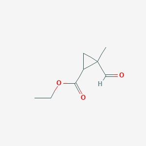 molecular formula C8H12O3 B14708781 Ethyl 2-formyl-2-methylcyclopropane-1-carboxylate CAS No. 20417-63-4
