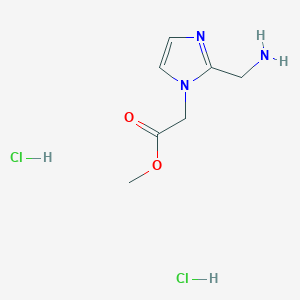 molecular formula C7H13Cl2N3O2 B1470882 methyl 2-[2-(aminomethyl)-1H-imidazol-1-yl]acetate dihydrochloride CAS No. 1423032-72-7