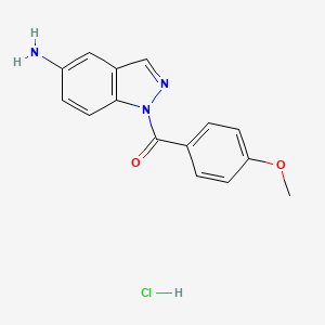 molecular formula C15H14ClN3O2 B14708865 1H-Indazol-5-amine, 1-(4-methoxybenzoyl)-, monohydrochloride CAS No. 23856-25-9
