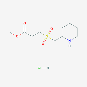 molecular formula C10H20ClNO4S B1470887 Methyl 3-[(piperidin-2-ylmethyl)sulfonyl]propanoate hydrochloride CAS No. 1823264-73-8