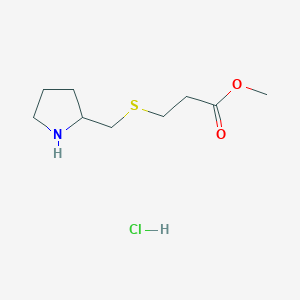 molecular formula C9H18ClNO2S B1470888 Methyl 3-[(pyrrolidin-2-ylmethyl)sulfanyl]propanoate hydrochloride CAS No. 1864063-21-7