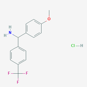 molecular formula C15H15ClF3NO B1470891 (4-Methoxyphenyl)[4-(trifluoromethyl)phenyl]methanamine hydrochloride CAS No. 1443980-52-6