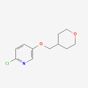 molecular formula C11H14ClNO2 B1470911 2-chloro-5-((tetrahydro-2H-pyran-4-yl)methoxy)pyridine CAS No. 1506586-28-2