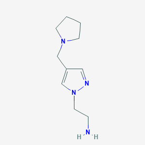 molecular formula C10H18N4 B1470923 {2-[4-(pyrrolidin-1-ylmethyl)-1H-pyrazol-1-yl]ethyl}amine CAS No. 1447965-75-4