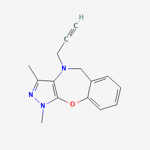 molecular formula C15H15N3O B14709327 1H-Pyrazolo(3,4-b)(1,4)benzoxazepine, 4,5-dihydro-1,3-dimethyl-4-(2-propynyl)- CAS No. 22086-98-2