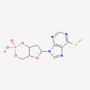 molecular formula C11H13N4O5PS B14709417 2-hydroxy-6-[6-(methylthio)-9-purinyl]-4a,6,7,7a-tetrahydro-4H-furo[3,2-d][1,3,2]dioxaphosphorin 2-oxide CAS No. 23526-12-7