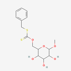 molecular formula C15H20O6S2 B14709461 O-[(3,4,5-trihydroxy-6-methoxyoxan-2-yl)methyl] benzylsulfanylmethanethioate CAS No. 17460-27-4