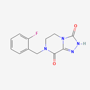molecular formula C12H11FN4O2 B1470971 7-(2-fluorobenzyl)-6,7-dihydro[1,2,4]triazolo[4,3-a]pyrazine-3,8(2H,5H)-dione CAS No. 1597781-27-5