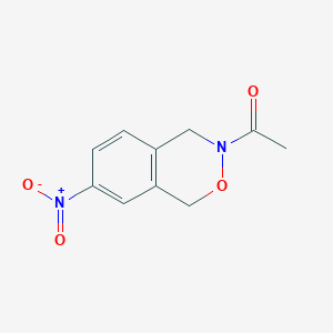 molecular formula C10H10N2O4 B14709946 1H-2,3-Benzoxazine, 3,4-dihydro-3-acetyl-7-nitro- CAS No. 21038-10-8