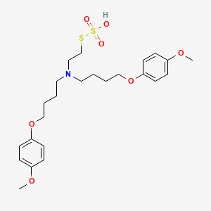 molecular formula C24H35NO7S2 B14709954 S-2-(Bis(4-(p-methoxyphenoxy)butyl)amino)ethyl thiosulfate CAS No. 21220-83-7
