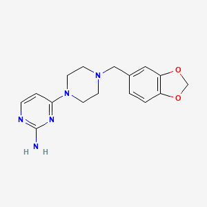 molecular formula C16H19N5O2 B14710001 Pyrimidine, 2-amino-4-(4-piperonyl-1-piperazinyl)- CAS No. 21279-99-2