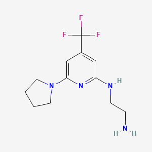 molecular formula C12H17F3N4 B1471055 N*1*-(6-Pyrrolidin-1-yl-4-(trifluoromethy)pyridin-2-yl)ethane-1,2-diamine CAS No. 1053657-86-5