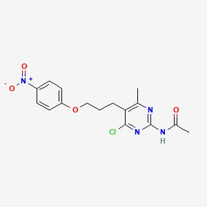 molecular formula C16H17ClN4O4 B14710558 N-{4-Chloro-6-methyl-5-[3-(4-nitrophenoxy)propyl]-2-pyrimidinyl}acetamide CAS No. 21428-09-1