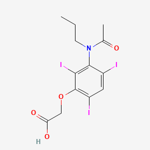 molecular formula C13H14I3NO4 B14710788 Acetic acid, (3-(N-propylacetamido)-2,4,6-triiodophenoxy)- CAS No. 24340-10-1
