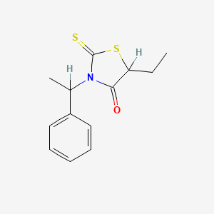 molecular formula C13H15NOS2 B14710873 5-Ethyl-3-(alpha-methylbenzyl)rhodanine CAS No. 23538-10-5