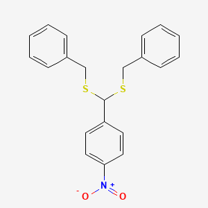 molecular formula C21H19NO2S2 B14711056 1-[Bis(benzylsulfanyl)methyl]-4-nitrobenzene CAS No. 21299-21-8