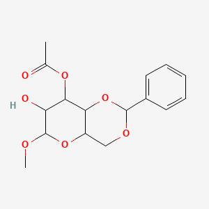 molecular formula C16H20O7 B14711088 Methyl 3-o-acetyl-4,6-o-benzylidenehexopyranoside CAS No. 18031-57-7