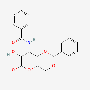 molecular formula C21H23NO6 B14711105 N-(7-hydroxy-6-methoxy-2-phenyl-4,4a,6,7,8,8a-hexahydropyrano[3,2-d][1,3]dioxin-8-yl)benzamide CAS No. 22412-68-6